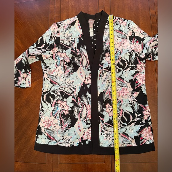 Chico's colorful lightweight Open Front Long Jacket Cardigan Sz 3 - Picture 9 of 9